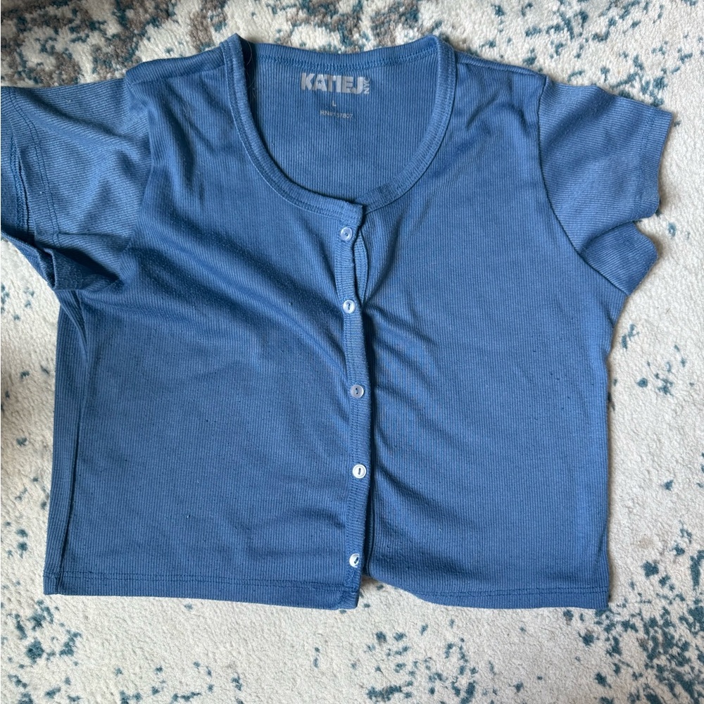 Katie J NYC Blue Button Down Shirt